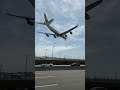 Lufthansa A340-600 landing at LAX from Munich. Seen from sun and Out Burger.