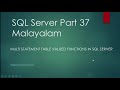 SQL Server Part 37 | Multi statement table valued functions in SQL Server | Malayalam