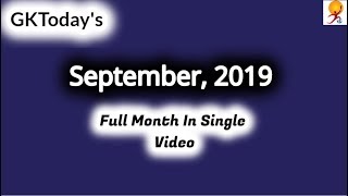 September 2019 | Full Month Current Affairs | Current Affairs in English