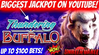 ►LARGEST JACKPOT◄ On YouTube For Thundering Buffalo Slot Machine ! High Limit Slot HUGE JACKPOT