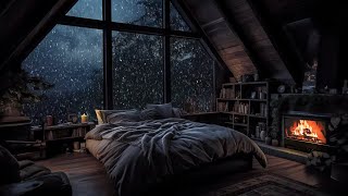 Overcome stress and insomnia with winter attic atmosphere | Heal insomnia with fireplace sound