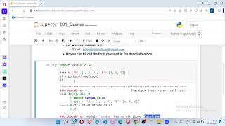 AttributeError: module 'pandas' has no attribute 'Dataframe'