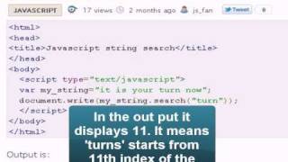 JAVASCRIPT Tutoriral : Javascript string search