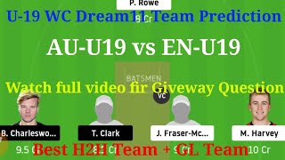 AU-U19 Vs EN-U19 Dream11 Prediction | Australia U-19 vs England U-19 | ICC Under 19 World Cup 2020