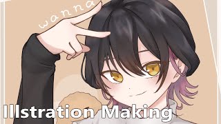 【(初)イラストメイキング】【クリスタ】アイコンイラスト　描いてみた【illsutration making】　※一部喋ってます