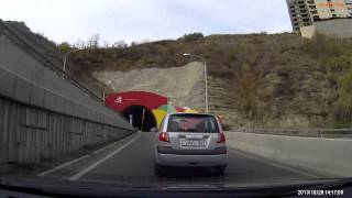 Traffic in Tbilisi 28.10.2013 - overtaking in tunnel