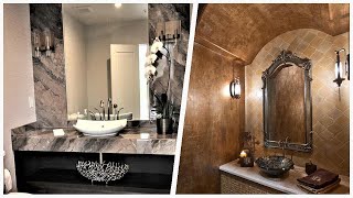 75 Powder Room With A Vessel Sink And Limestone Countertops Design Ideas You'll Love 🔴