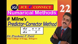 Milne's Predictor Corrector Method dy/dx=(x+y)/2 || Numerical Methods || 18mat31|| Dr Prashant Patil