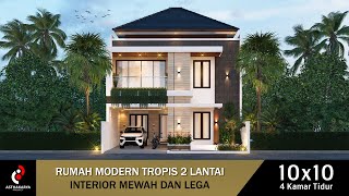 DESAIN RUMAH 2 LANTAI 10x10 M DENGAN 4 KAMAR TIDUR | EPS 5