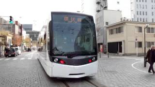 富山地方鉄道 市内電車T100形(サントラム) 発車＠国際会議場前