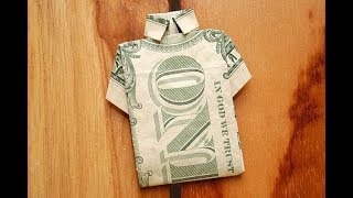 Money Origami Tutorial -  Fold A T-Shirt With Dollar Bill