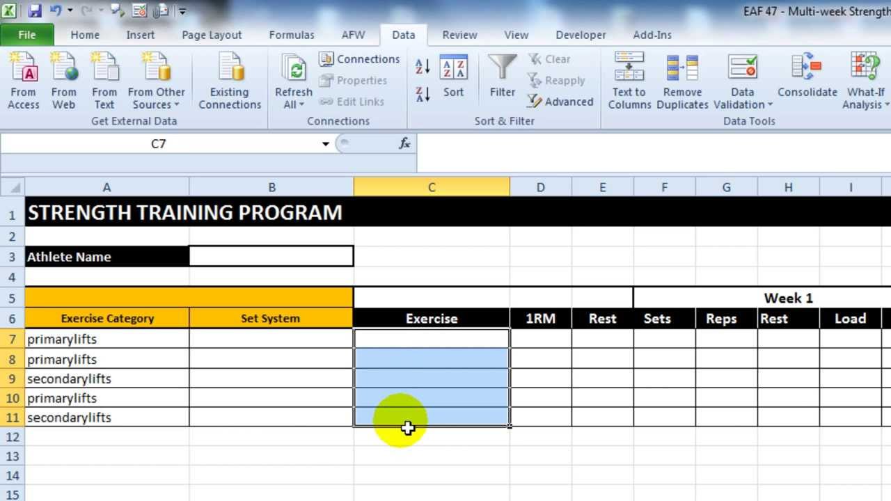 Workout Schedule Excel Spreadsheet Eoua Blog
