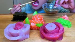 ASMR Mukbang Salmon*Tuna*Kingfish*Sashimi*Fish Roe*Seaweed*Wasabi+三文鱼*金枪鱼*生鱼片*鱼籽*海藻+刺身+생선회 Lu Han