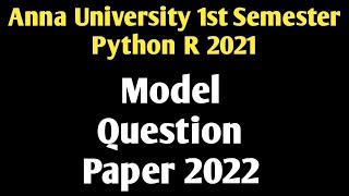 Problem solving and python Model Question paper 2022|GE3151|Vincent Maths|