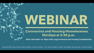 June 2: National Call on COVID-19 Homelessness and Housing