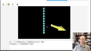 Building a visual model of the electric field due to a charged rod - in python