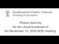 Haddonfield BOE November 12, 2020 Regular Meeting