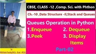 Python program for Queue operation like Enqueue,Dequeue,peek,dispay Item.
