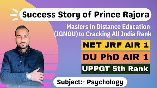 Prince Rajora - UGC NET 2020-21 JRF Topper in Psychology | Vodnala Shivalingam