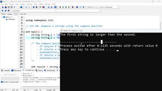 C++ 68: Compare 2 strings using the compare function