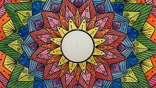 COLORFUL MANDALA - Centropen fineliner \u0026 Pentel Arts watercolour pencils