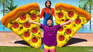 Wendy and Alex Goes Swimming in the Pool with Giant Pool Floats