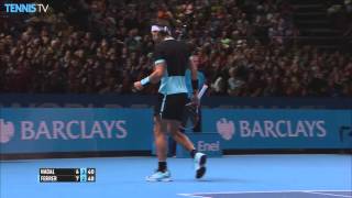 2015 Barclays ATP World Tour Finals - Rafael Nadal cross court shot v Ferrer