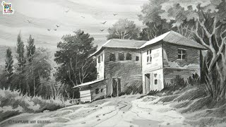 Scenery Art With Pencil Sketch and Shading || Paintlane Sketches