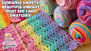 Must See! Sundance Sweet Yarn Swatches 6 Colors & Crochet Stitches!