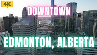 Edmonton Alberta, Roger's Center, Walterdale Bridge and Surrounding Area. 4K Drone Photography .