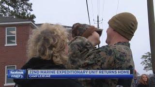 Marines return home, suprise families with Camp Lejeune holiday visit
