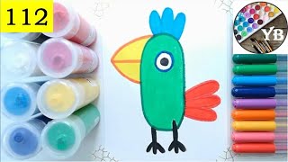 How to draw Polly Parrot? | Peppa Pig | Kids Watercolors | Cartoon Animals [YB Art Studio #112]