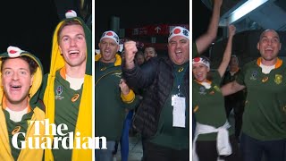 South Africa fans celebrate Rugby World Cup semi-final victory over Wales