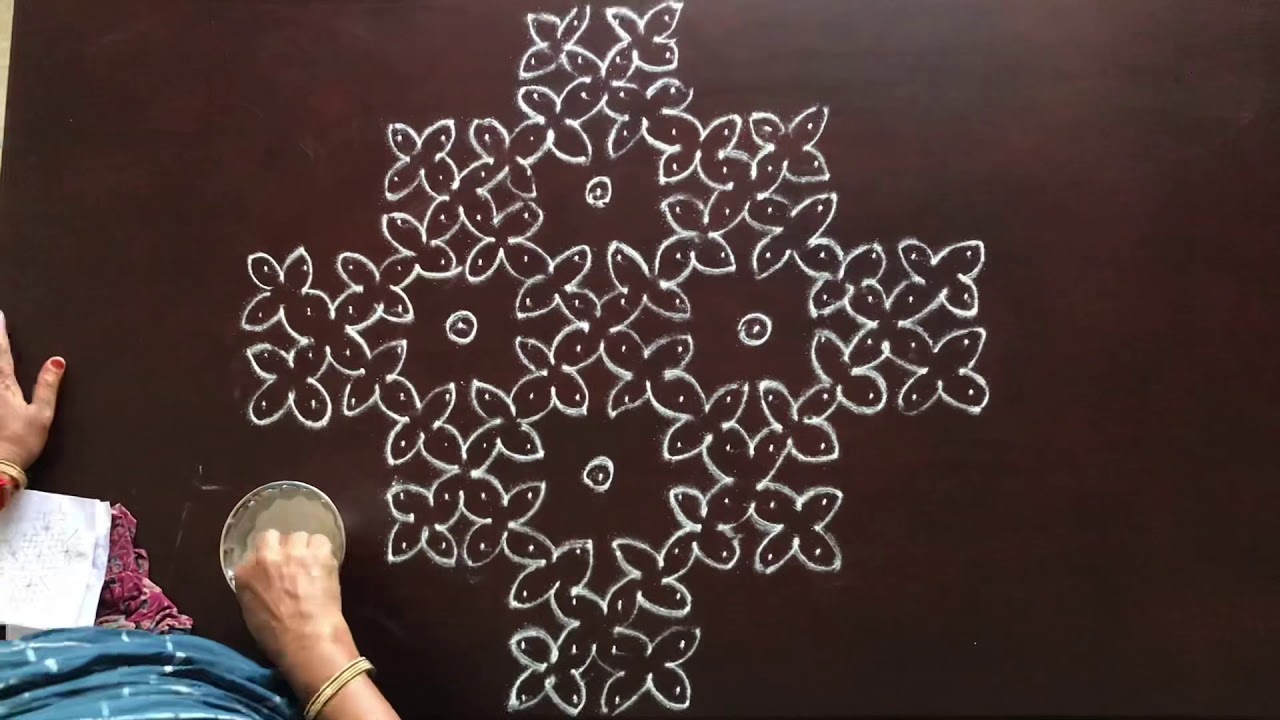 Easy Poo Kolam Pulli Kolam Youtube