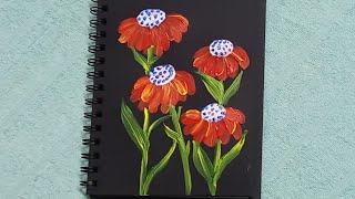 How to Draw Flowers with Acrylic Colours - Step-by-Step #acrylicpainting #flowerdrawing