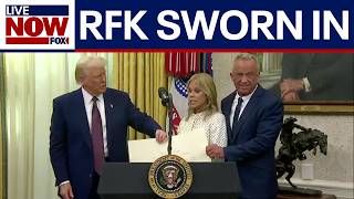 WATCH: RFK Jr w/ wife Cheryl Hines \u0026 President Trump in Oval Office swearing in