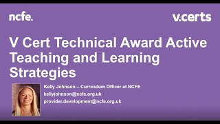 Active Teaching and Learning Strategies for V Cert Technical Awards
