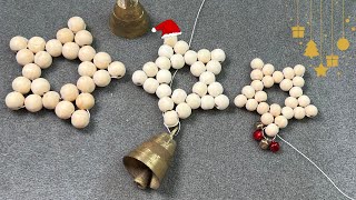 How to make wooden bead christmas star - diy christmas star decorations