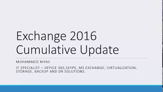 Installing Cumulative Updates on Exchange Server 2016