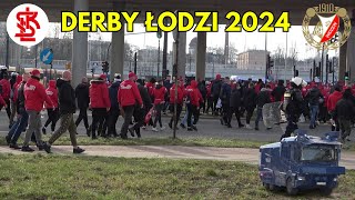 70. DERBY ŁODZI 2024- Przejście kibiców Widzewa na stadion ŁKSu, wielka akcja Policji z całej Polski