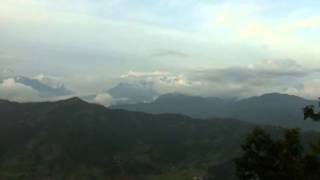 নেপালে পাহাড়ের আড়ালে সূর্যাস্ত। Giant mountains and darkness in Nepal