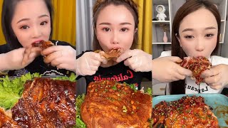 Giant Meat Eating Mukbang Braised Marinated Meat Spicy Marinated Ribs Asmr Sounds