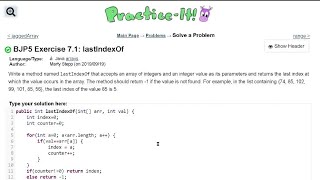 Java Practice It | Exercise 7.1: lastIndexOf | arrays, array basics