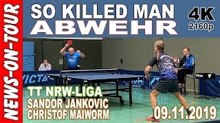 So spielt man gegen Abwehr! (Tischtennis NRW Liga) Sandor Jankovic vs Christof Maiworm