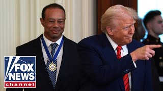 Tiger Woods joins President Trump during Black History Month event