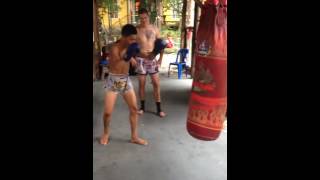 Muay thai kick at 13 Coins Gym
