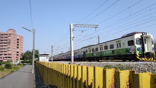 列車通過，3187次屏東鐵道文化祭彩繪區間，民雄南加速通過，響亮清脆魚尾鈑，好久沒拍的屏鐵彩繪？！！，全順光通過！！！