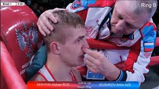 75kg Aleksei Semykin (RUS) vs Amin Kushkov (AZE) EUBC U22 VLADIKAVKAZ 2019