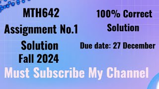 MTH642 assignment 1 solution | MTH642 assignment solution Fall 2024