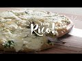 pizzas de espinaca con salsa blanca